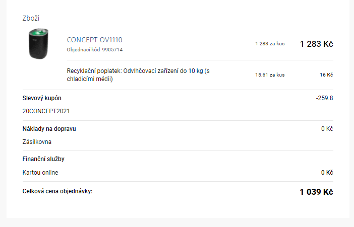 Odvlhčovač vzduchu Concept, 15 m2