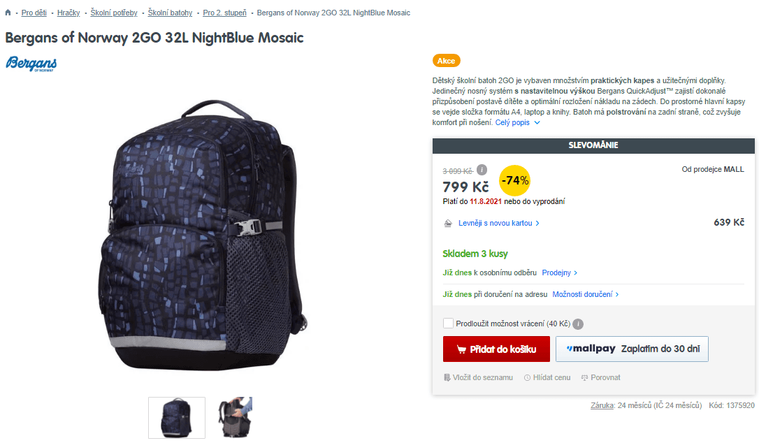 Batoh Bergans of Norway 2GO 32L