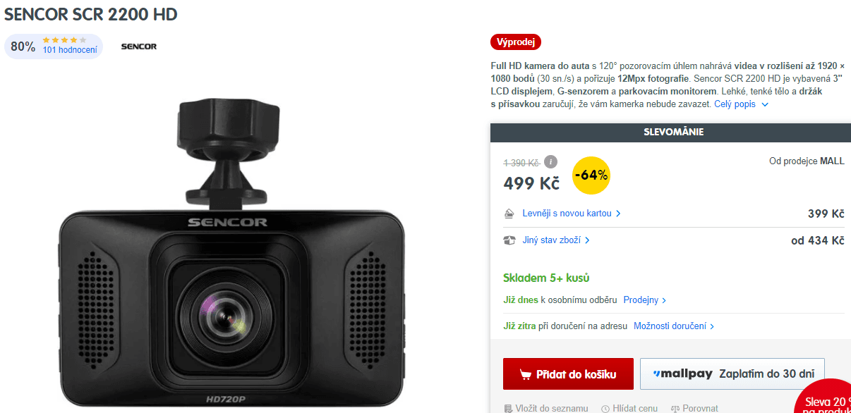 Kamera do auta Sencor, full HD