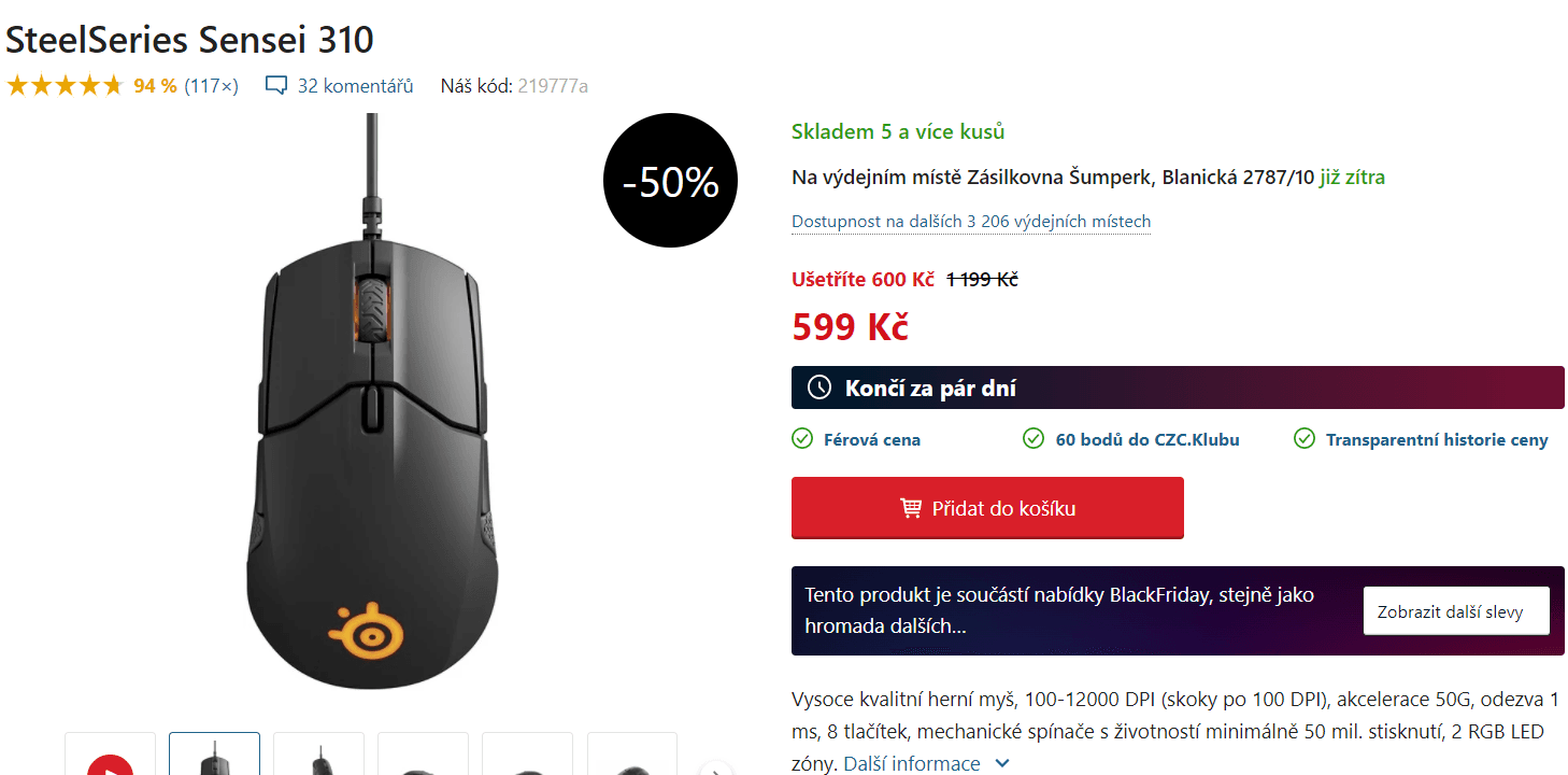 Herní myš SteelSeries Sensei 310