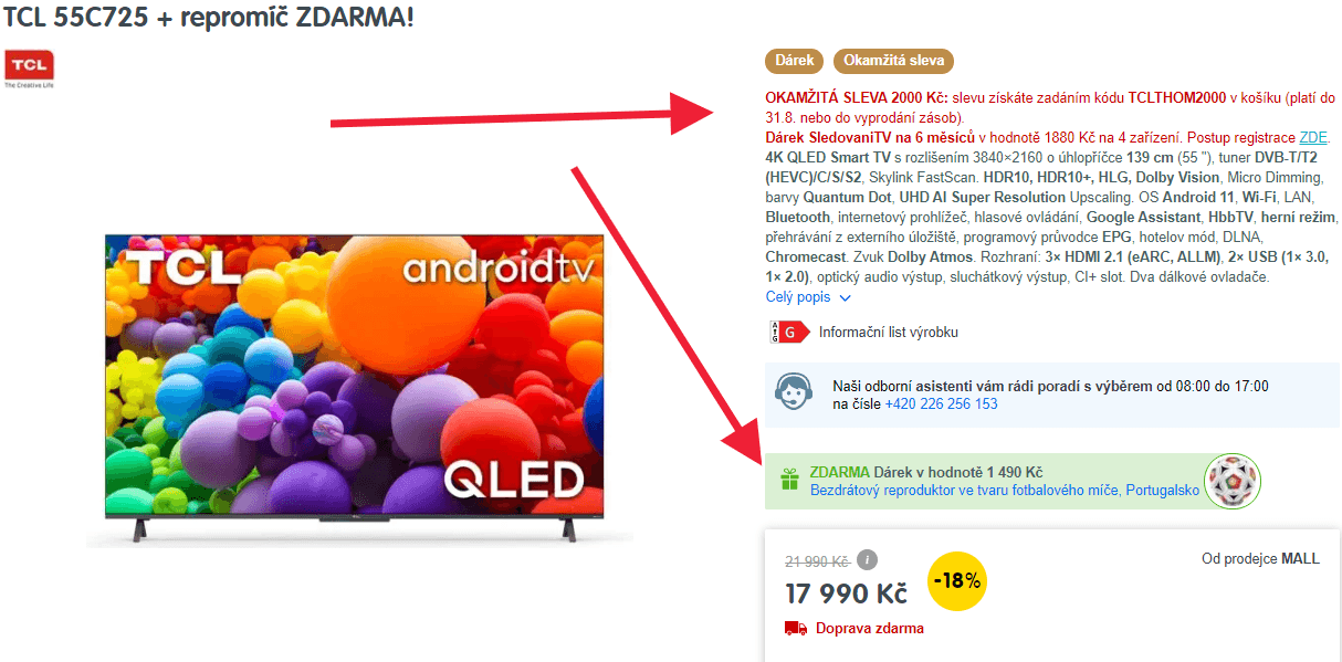 QLED 4K Android TV, HDR, 139cm, TCL