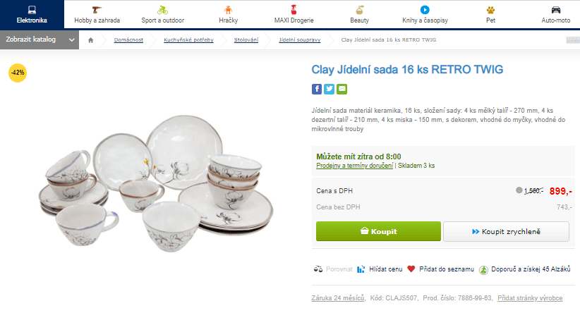 Jídelní sada Clay Retro 16 ks