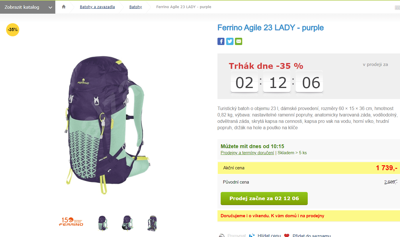 Turistický batoh Ferrino Agile 23 LADY