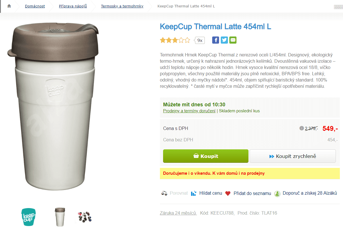 Termohrnek KeepCup Latte 454ml