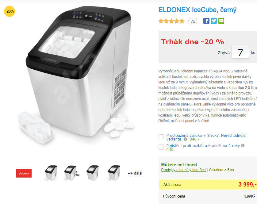 Výrobník ledu ELDONEX, 15 kg/ 24h