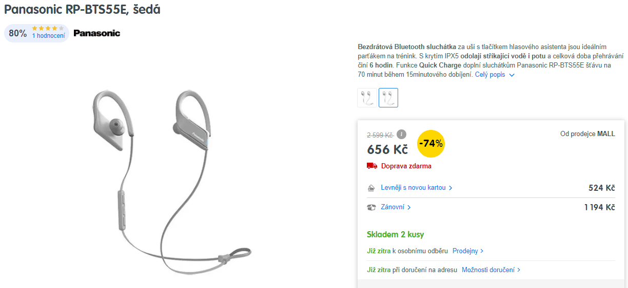Sportovní BT sluchátka Panasonic