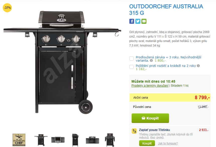 Plynový gril OutdoorChef Australia, 47x45cm