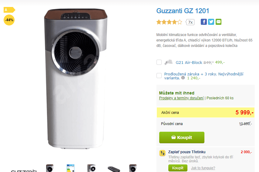 Mobilní klimatizace 3 v 1 Guzzanti 