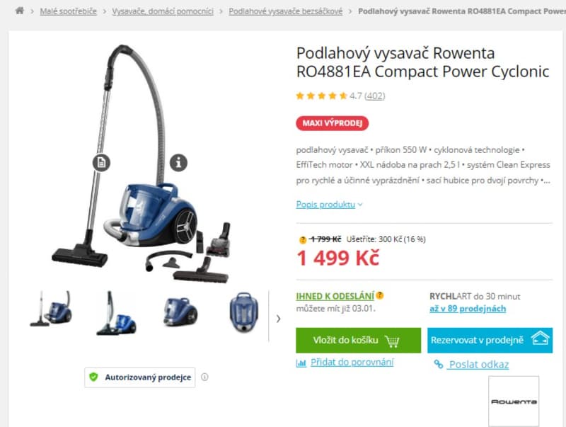 Bezsáčkový cyklonový vysavač Rowenta 