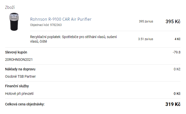 Čistička vzduchu do auta Rohnson R-9100