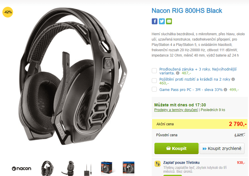 Herní BT sluchátka Nacon RIG 800HS 