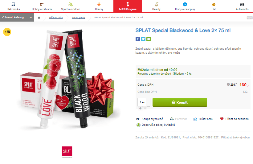 Zubní pasta Splat Blackwood & Love 2× 75 ml