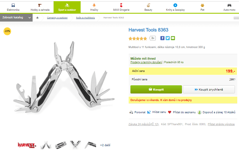 Multitool Harvest Tools, 11 funkcí