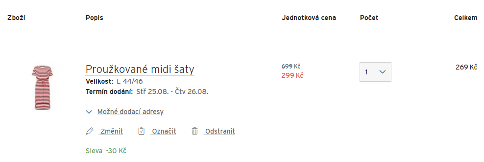 Bavlněné proužkované midi šaty