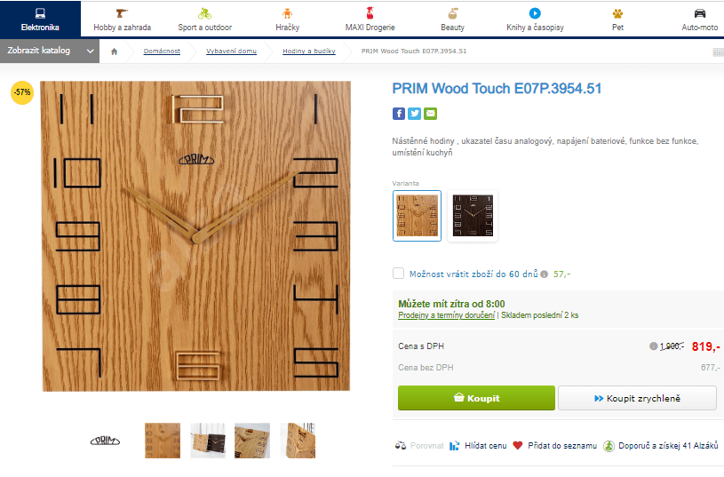 Hodiny MPM PRIM Wood Touch