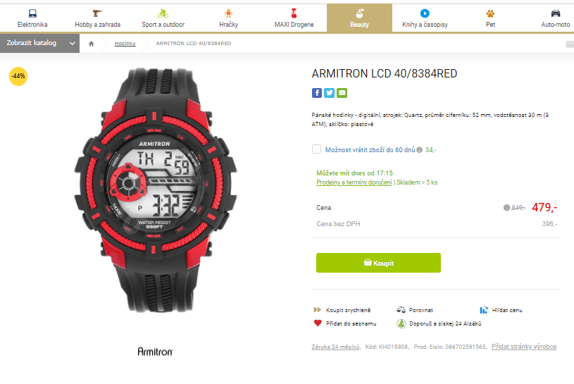 Pánské hodinky Armitron, 3 ATM, 52 mm