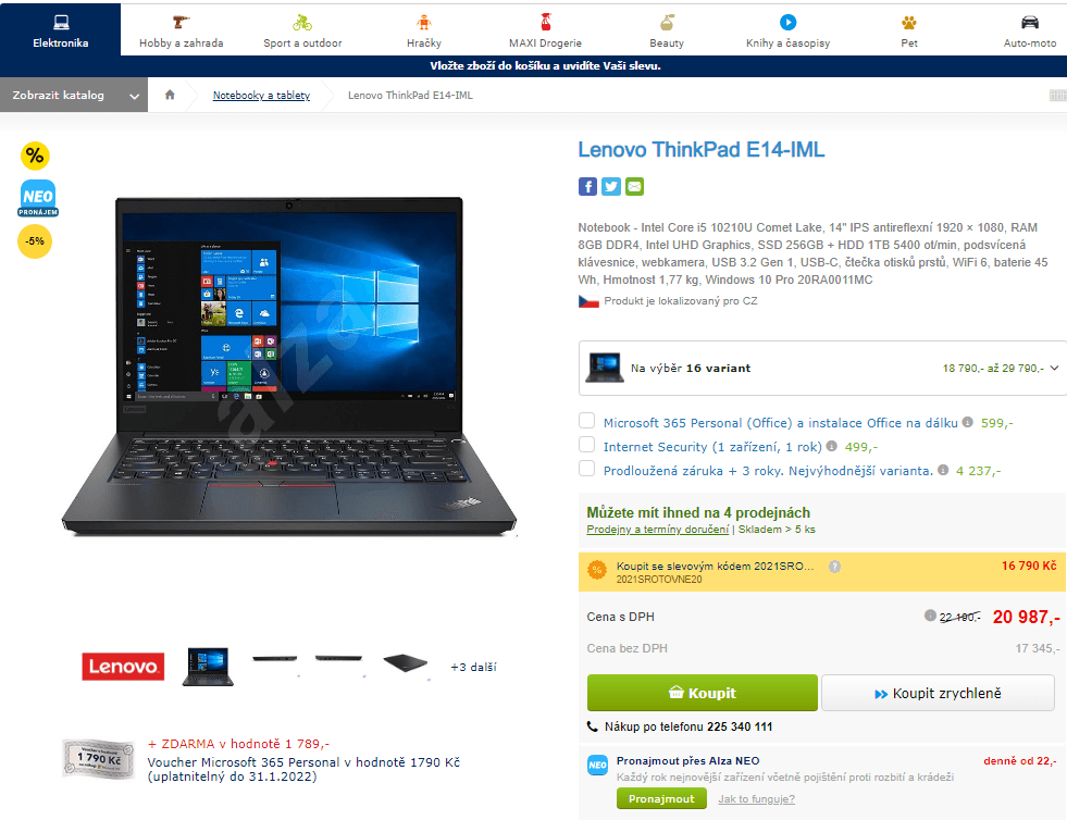 Lenovo, i5 4,2GHz, 8GB RAM, SSD, 14"