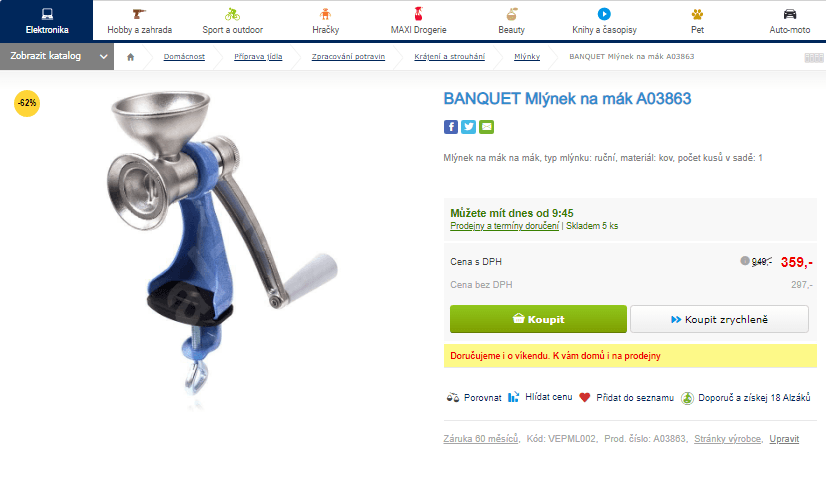 Mlýnek na mák Banquet A03863