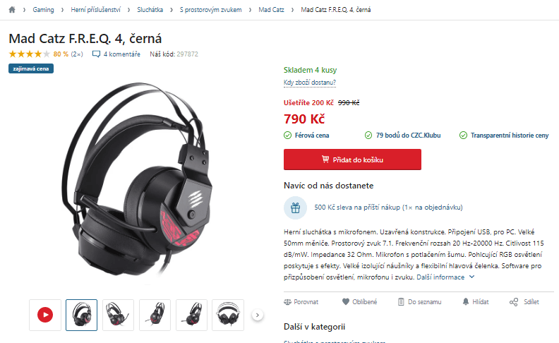 Herní sluchátka MadCatz F.R.E.Q. 4
