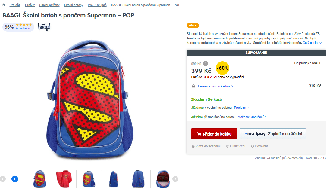 Školní batoh s pončem BAAGL Superman