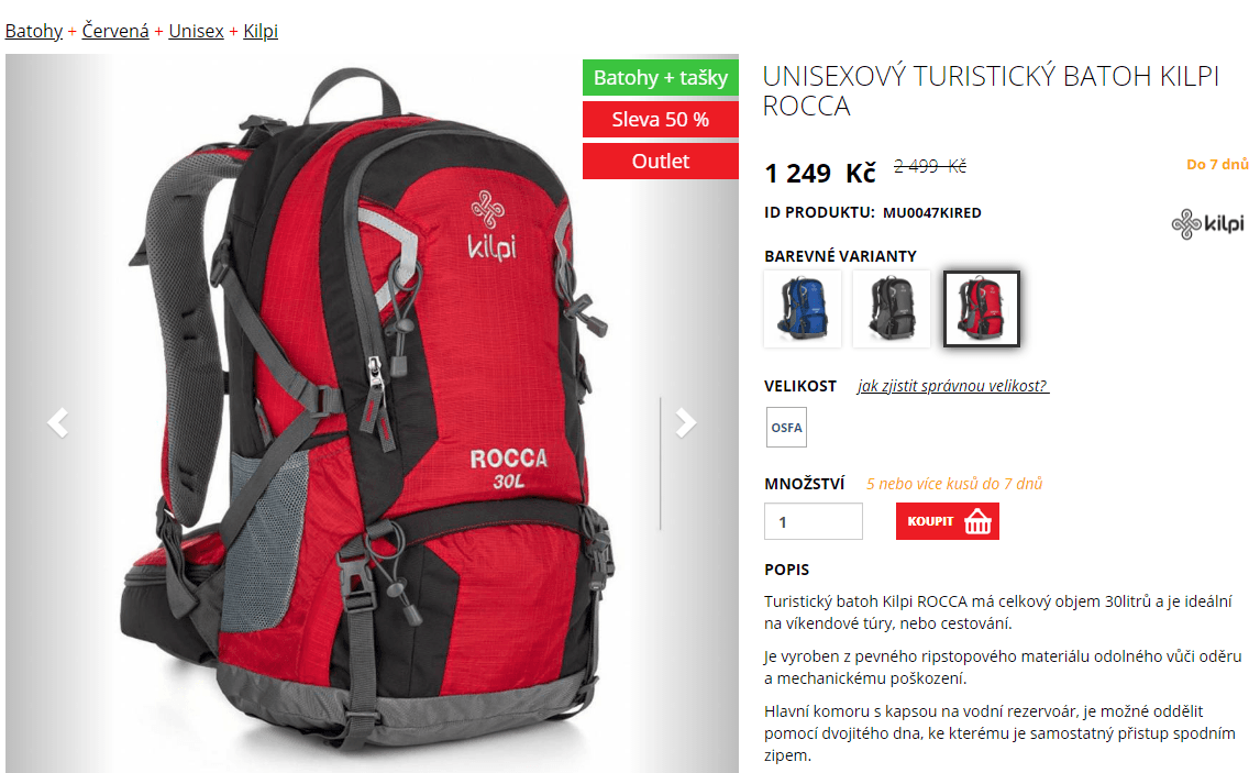 Turistický batoh Kilpi Rocca 