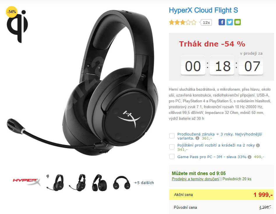 Herní BT sluchátka HyperX Cloud Flight