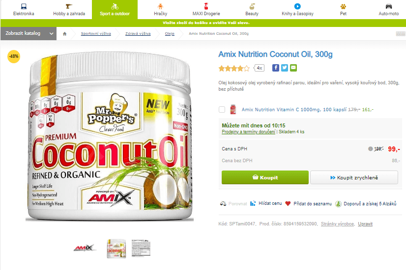 Kokosový olej Amix Nutrition 300 g
