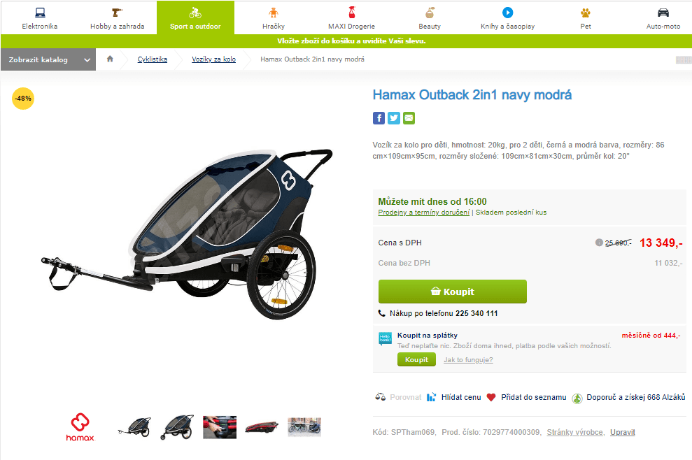 Vozík za kolo Hamax Avenida Twin lime