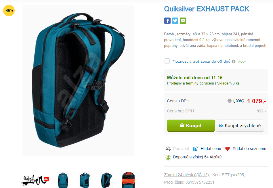 Batoh Quiksilver, 24 l., 15,6"