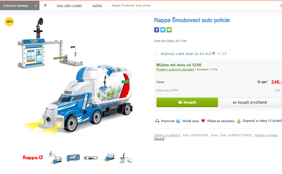 Policejní auto šroubovací - kufr, stanice se zvuky