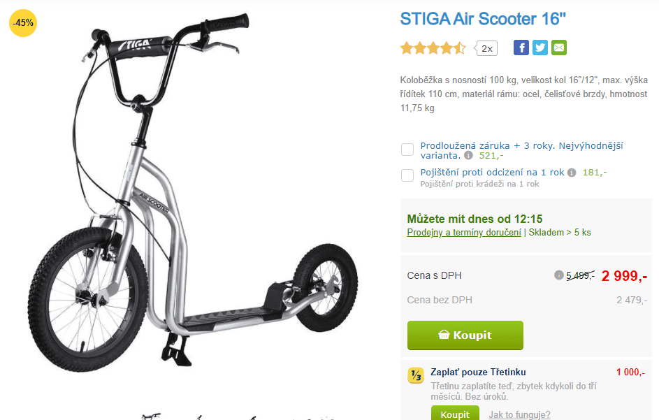 Koloběžka STIGA Air Scooter 16''