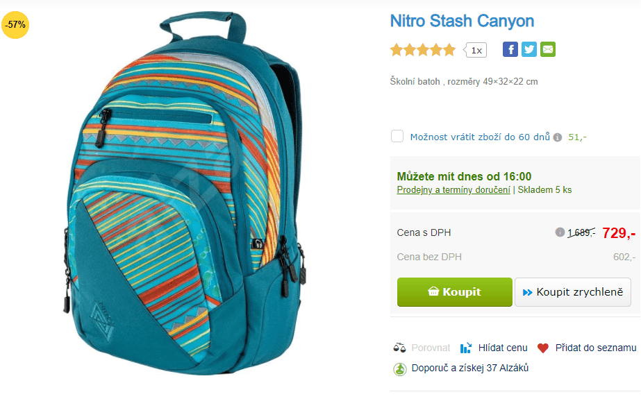 Školní batoh Nitro Stash Canyon 29 l, 15"