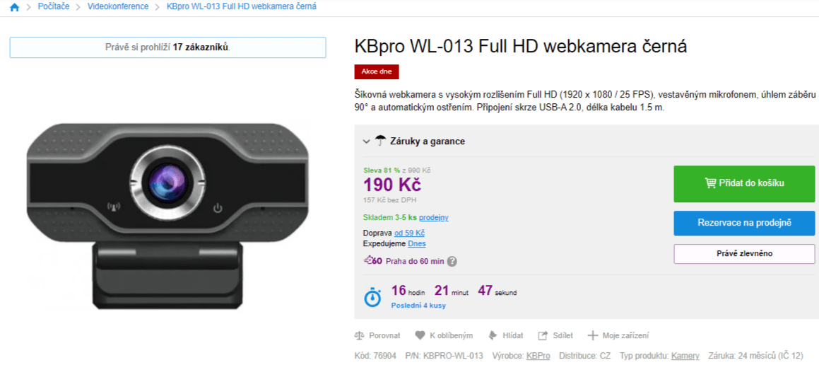 Webkamera KBpro, Full HD