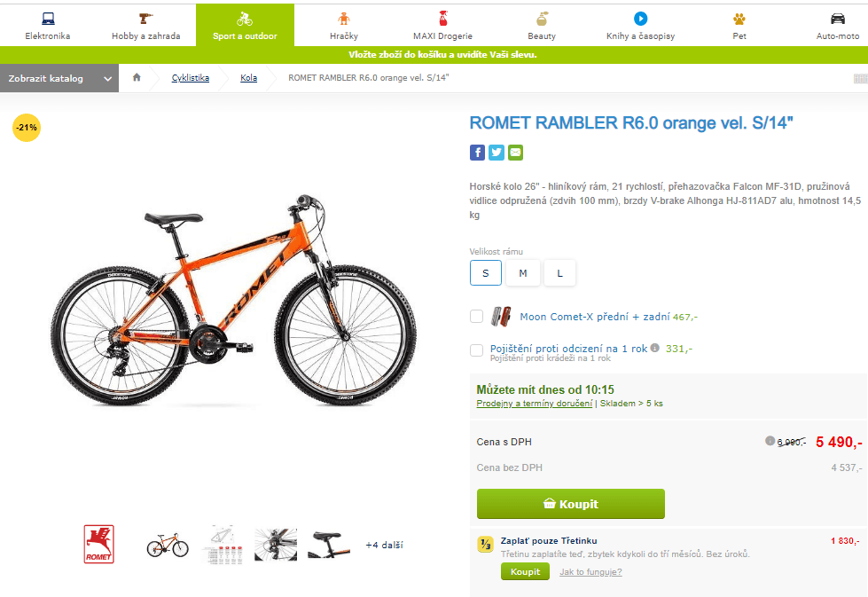 Horské kolo ROMET RAMBLER, 26", S