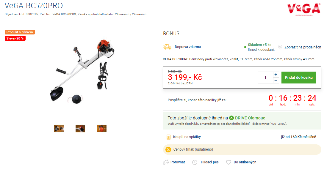 Benzínový křovinořez VeGA, nůž, struna