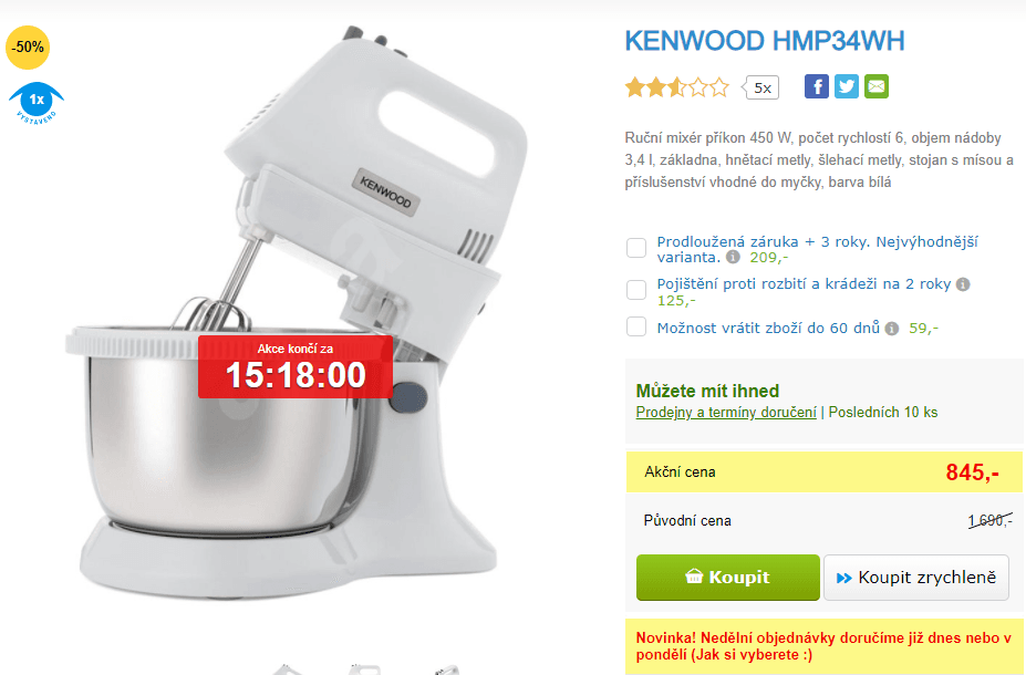 Mixér Kenwood, 3,4 litru