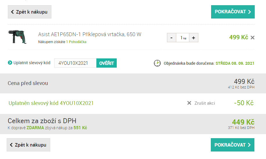 Příklepová vrtačka Asist, 3000 ot., 650W