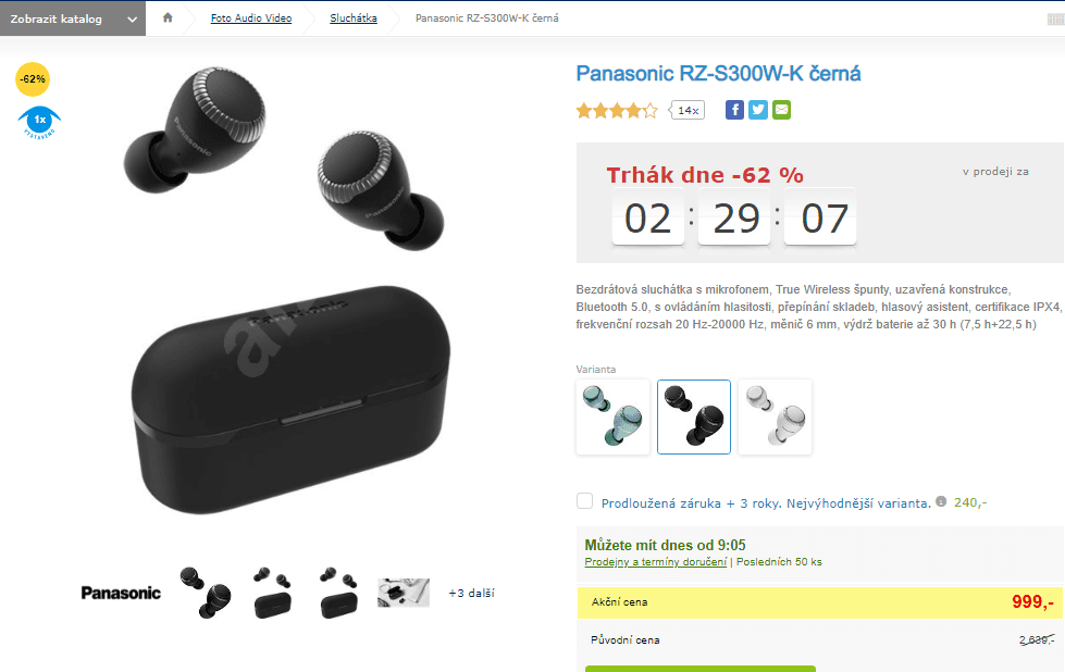 BT sluchátka Panasonic RZ-S300W-K