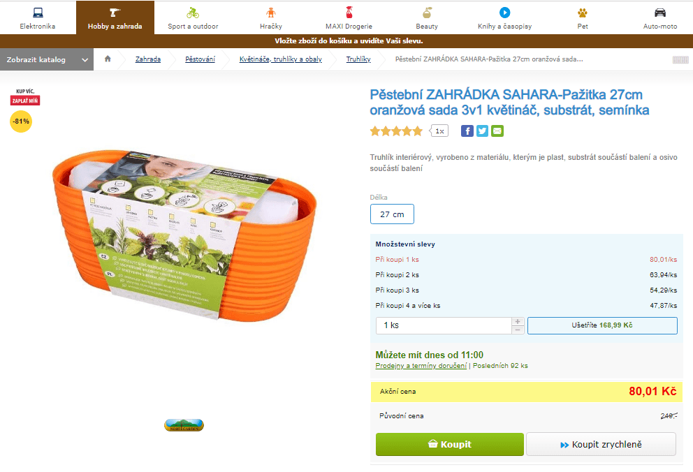 Pěstební Zahrádka Sahara-Pažitka 27cm