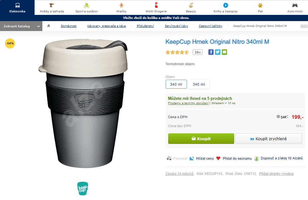 Termohrnek KeepCup Original 340ml