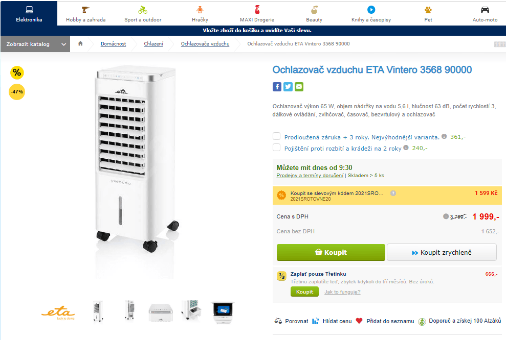 Ochlazovač vzduchu ETA Vintero