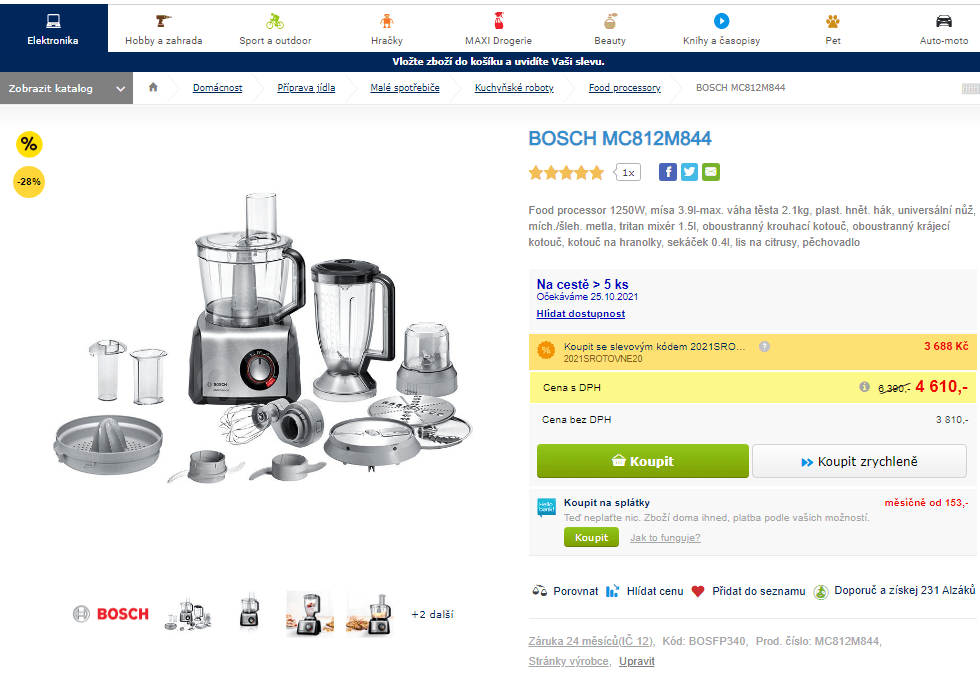 Kuchyňský robot Bosch, příslušenství