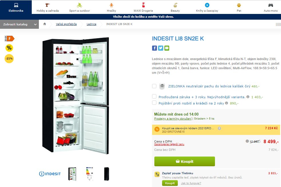 Komb. lednice Indesit, 328 l, Multi-AirFlow