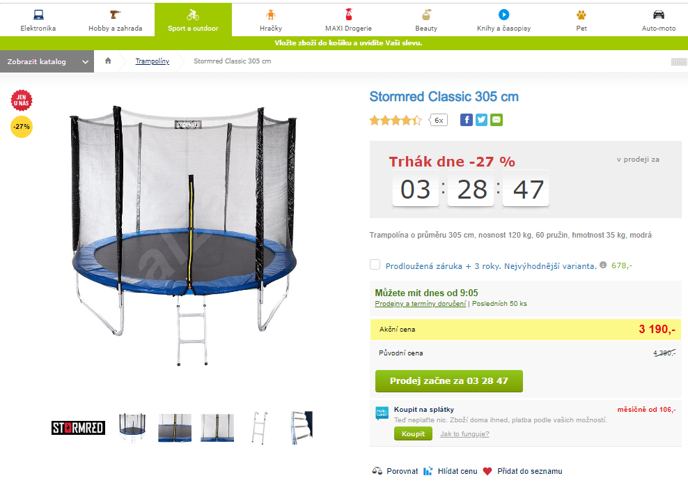 Trampolína Stormred Classic 305 cm + schůdky