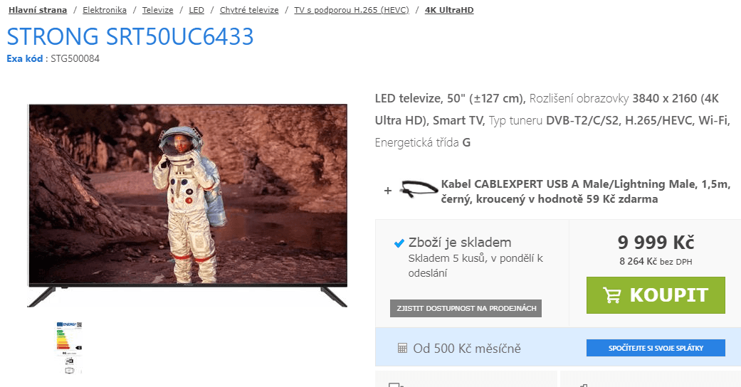 4K Smart TV, Android, 126cm, Strong