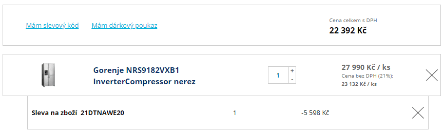 Americká lednice Gorenje, 560 l, led