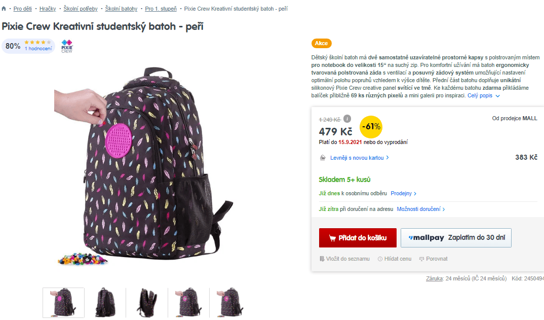 Studentský batoh Pixie Crew, od 4. třídy