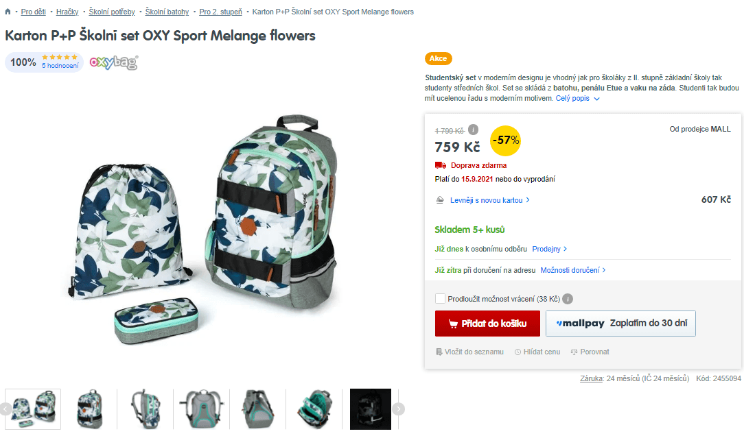 Školní set OXY Sport Melange flowers