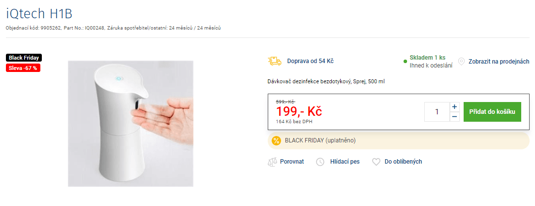 Bezdotykový dávkovač na sprej iQtech 
