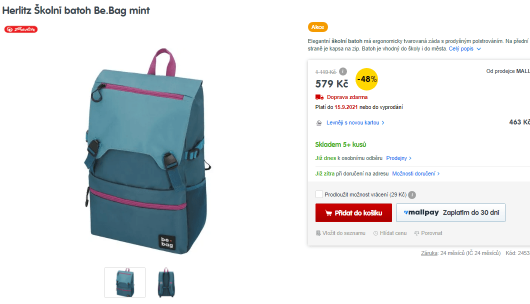 Školní batoh Herlitz Be.Bag, 25 l